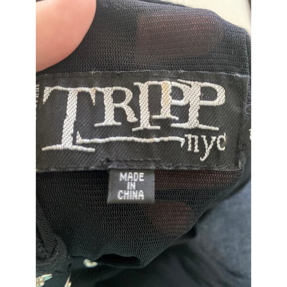 Tripp NYC Mesh Hoodie Top Snap Front Black L/S Size Large - Picture 8 of 9